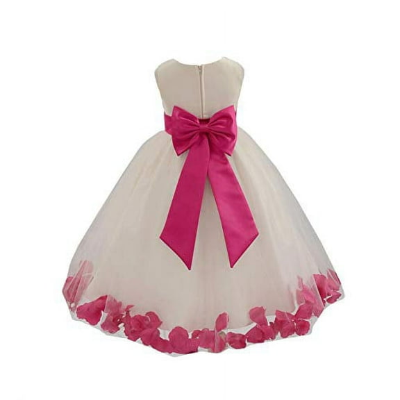 Ekidsbridal Ivory Tulle Rose Petals Flower Girl Dresses Wedding Pageant Ball Gown Birthday Party Easter Summer 302T S
