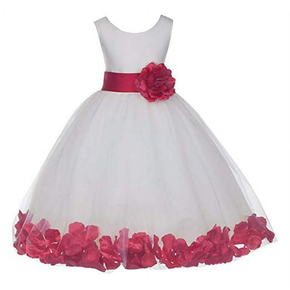 Ekidsbridal Ivory Tulle Rose Petals Formal Flower Girl Dresses Junior Bridesmaid Photoshoot Evening Gown Graduation Ceremony 302S 14