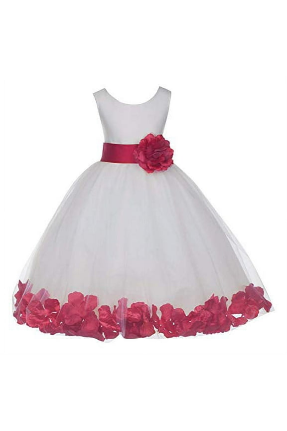 Ivory Tulle Rose Petals Formal Flower Girl Dresses Junior Bridesmaid Photoshoot Evening Gown Graduation Ceremony 302S 14