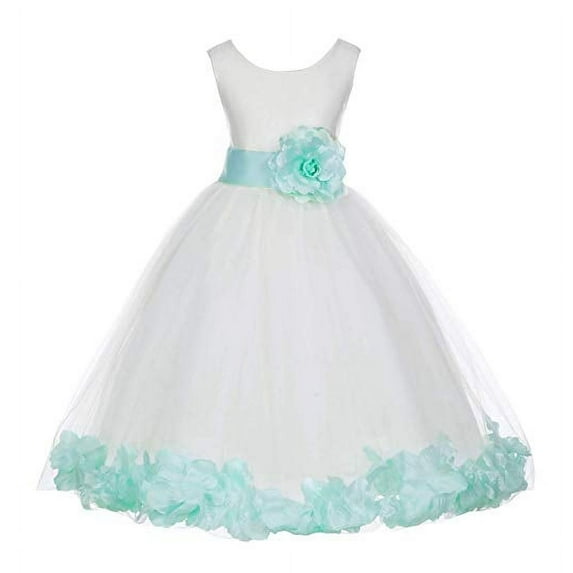 Ekidsbridal Ivory Tulle Rose Petals Formal Flower Girl Dresses Junior Bridesmaid Photoshoot Evening Gown Graduation Ceremony 302S 4