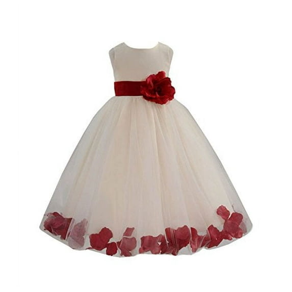 Ekidsbridal Ivory Tulle Rose Petals Formal Flower Girl Dresses Junior Bridesmaid Photoshoot Evening Gown Graduation Ceremony 302S 4