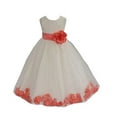 thumbnail image 1 of Ekidsbridal Ivory Tulle Rose Petals Formal Flower Girl Dresses Junior Bridesmaid Photoshoot Evening Gown Graduation Ceremony 302S 4, 1 of 2