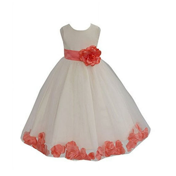 Ekidsbridal Ivory Tulle Rose Petals Formal Flower Girl Dresses Junior Bridesmaid Photoshoot Evening Gown Graduation Ceremony 302S 4