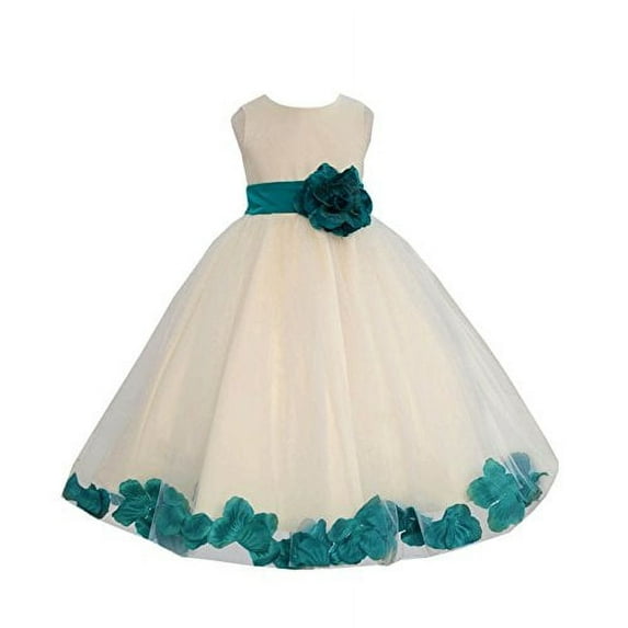 Ekidsbridal Ivory Tulle Rose Petals Formal Flower Girl Dresses Junior Bridesmaid Photoshoot Evening Gown Graduation Ceremony 302S 4