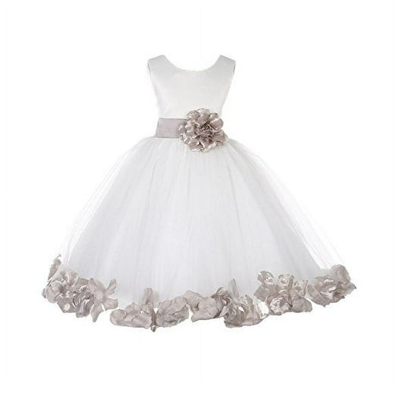 Ekidsbridal Ivory Tulle Rose Petals Formal Flower Girl Dresses Junior Bridesmaid Photoshoot Evening Gown Graduation Ceremony 302S 8
