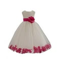 thumbnail image 1 of Ekidsbridal Ivory Tulle Rose Petals Formal Flower Girl Dresses Junior Bridesmaid Photoshoot Evening Gown Graduation Ceremony 302S M, 1 of 2