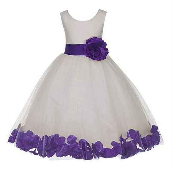 Ekidsbridal Ivory Tulle Rose Petals Formal Flower Girl Dresses Junior Bridesmaid Photoshoot Evening Gown Graduation Ceremony 302S M
