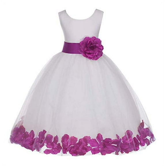 Ekidsbridal Ivory Tulle Rose Petals Formal Flower Girl Dresses Junior Bridesmaid Photoshoot Evening Gown Graduation Ceremony 302S M