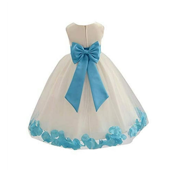Ekidsbridal Ivory Tulle Rose Petals Junior Flower Girl Dress Pageant Mini Bridal Gown Christening Formal Evening Wedding 302T 12