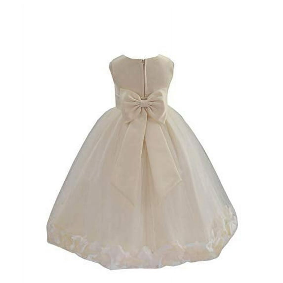 Ekidsbridal Ivory Tulle Rose Petals Junior Flower Girl Dress Pageant Mini Bridal Gown Christening Formal Evening Wedding 302T 12