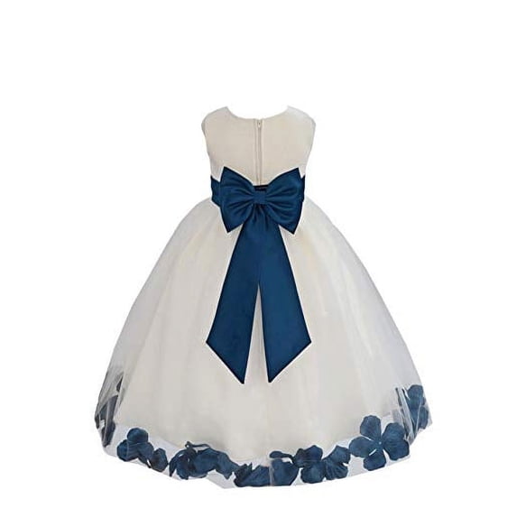 Ekidsbridal Ivory Tulle Rose Petals Junior Flower Girl Dress Pageant Mini Bridal Gown Christening Formal Evening Wedding 302T 4