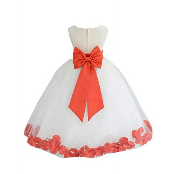 Ekidsbridal Ivory Tulle Rose Petals Junior Flower Girl Dress Pageant Mini Bridal Gown Christening Formal Evening Wedding 302T 4
