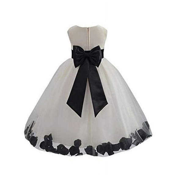 Ekidsbridal Ivory Tulle Rose Petals Junior Flower Girl Dress Pageant Mini Bridal Gown Christening Formal Evening Wedding 302T 8