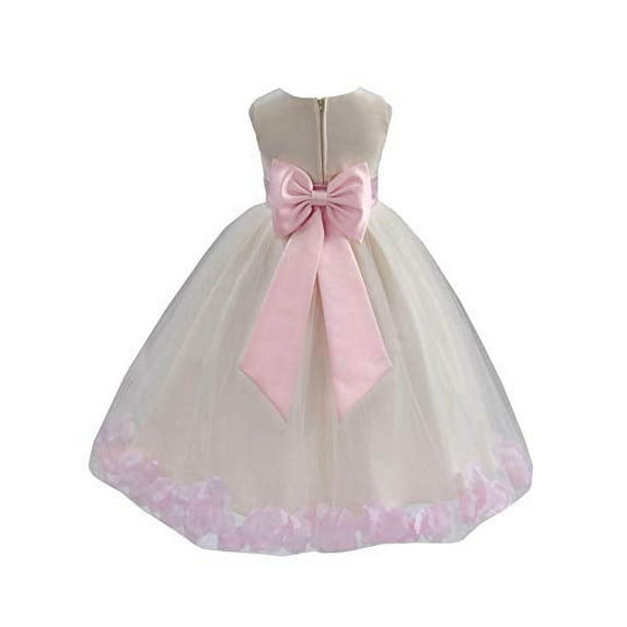 Ekidsbridal Ivory Tulle Rose Petals Junior Flower Girl Dress Pageant Mini Bridal Gown Christening Formal Evening Wedding 302T M