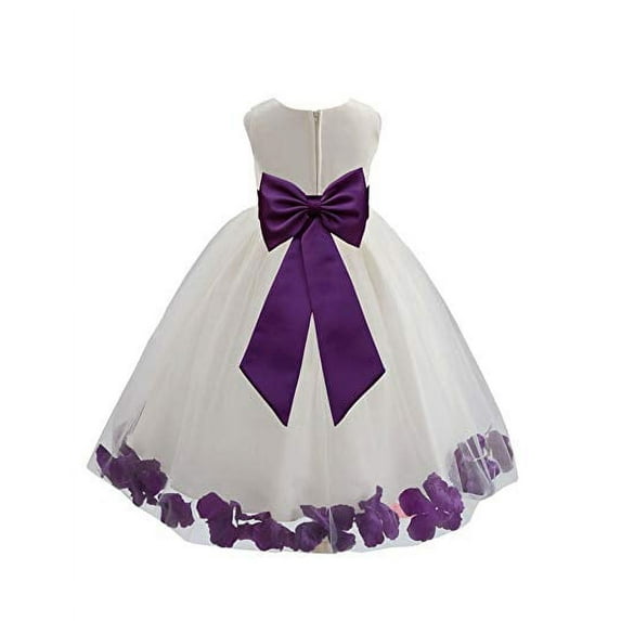 Ekidsbridal Ivory Tulle Rose Petals Junior Flower Girl Dress Pageant Mini Bridal Gown Christening Formal Evening Wedding 302T M