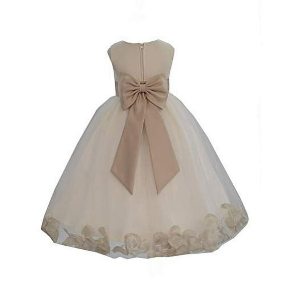 Ekidsbridal Ivory Tulle Rose Petals Junior Flower Girl Dress Pageant Mini Bridal Gown Christening Formal Evening Wedding 302T S