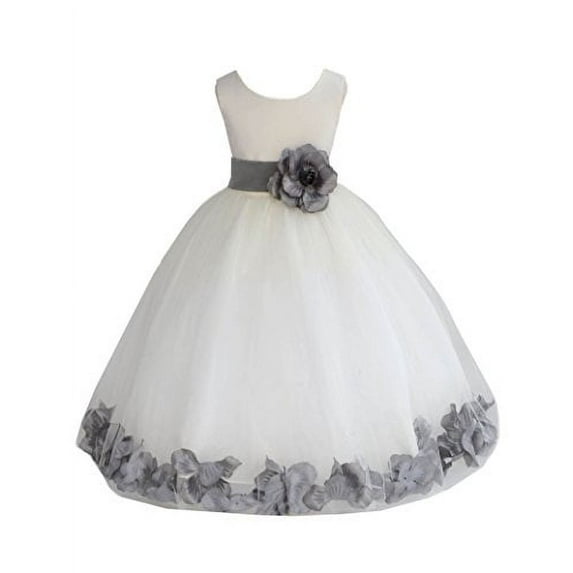 Ekidsbridal Ivory Tulle Rose Petals Junior Flower Girl Dress Pretty Princess Formal Photoshoot Communion Baptism Wedding Gown 302S 10