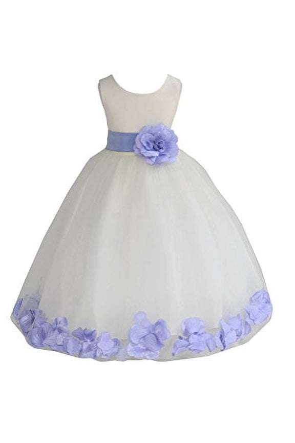 Ivory Tulle Rose Petals Junior Flower Girl Dress Pretty Princess Formal Photoshoot Communion Baptism Wedding Gown 302S 12