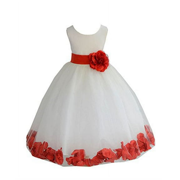 Ekidsbridal Ivory Tulle Rose Petals Junior Flower Girl Dress Pretty Princess Formal Photoshoot Communion Baptism Wedding Gown 302S 16