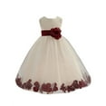 thumbnail image 1 of Ekidsbridal Ivory Tulle Rose Petals Junior Flower Girl Dress Pretty Princess Formal Photoshoot Communion Baptism Wedding Gown 302S 4, 1 of 2