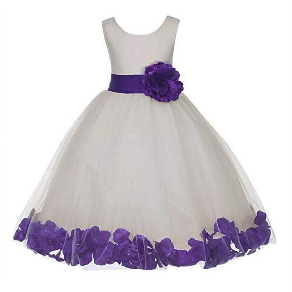 Ekidsbridal Ivory Tulle Rose Petals Junior Flower Girl Dress Pretty Princess Formal Photoshoot Communion Baptism Wedding Gown 302S 4
