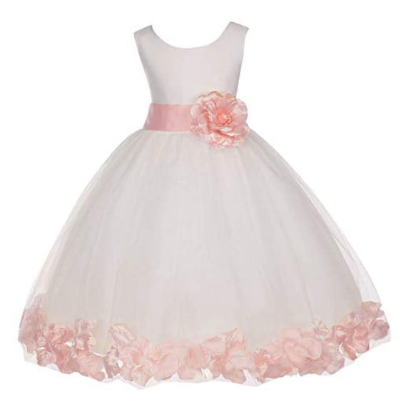 Ekidsbridal Ivory Tulle Rose Petals Junior Flower Girl Dress Pretty Princess Formal Photoshoot Communion Baptism Wedding Gown 302S 6