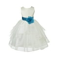 thumbnail image 1 of Ekidsbridal Ivory Turquoise Shimmering Organza Flower Girl Dress Junior Beauty Pageant Mini Bridal Gown Ballroom Dance Recital 4613T 10, 1 of 2