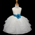 thumbnail image 1 of Ekidsbridal Ivory Turquoise Shimmering Organza Flower Girl Dresses for Toddlers Communion Baptism Wedding Reception Ceremony 4613S S, 1 of 3