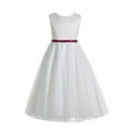 thumbnail image 1 of Ekidsbridal Ivory V-Back Lace Edge Flower Girl Dresses Christening Gown for Toddlers Church Social Event 183 10, 1 of 2