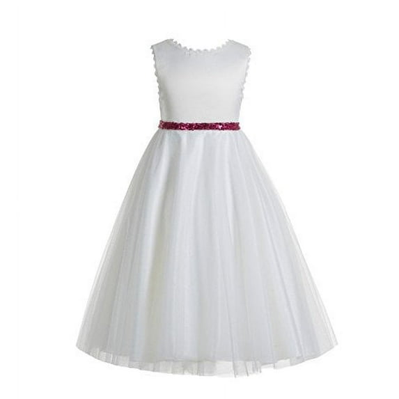 Ekidsbridal Ivory V-Back Lace Edge Flower Girl Dresses Christening Gown for Toddlers Church Social Event 183 10