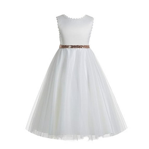 Ekidsbridal Ivory V-Back Lace Edge Flower Girl Dresses Christening Gown for Toddlers Church Social Event 183 12