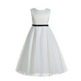thumbnail image 1 of Ekidsbridal Ivory V-Back Lace Edge Formal Flower Girl Dress Holiday Easter Summer Graduation Pageant Gown Ballroom 183 10, 1 of 3