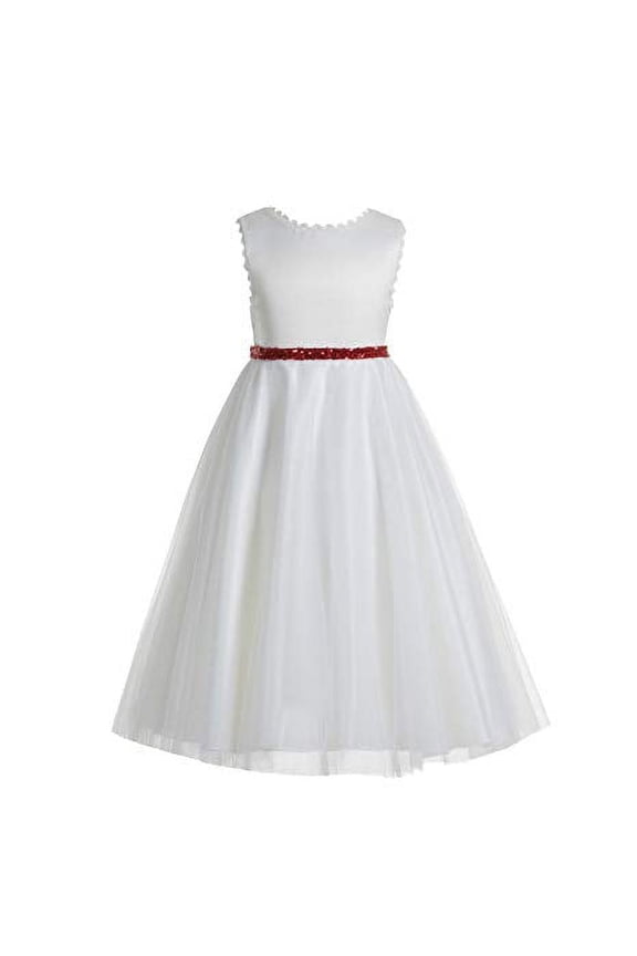 Ivory V-Back Lace Edge Formal Flower Girl Dress Holiday Easter Summer Graduation Pageant Gown Ballroom 183 12