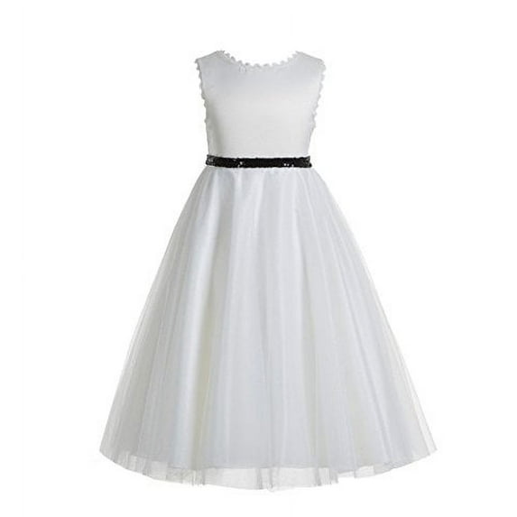Ekidsbridal White V-Back Lace Edge Flower Girl Dresses Pretty Princess Gown for Ballroom Dance Recital 183 12