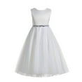 thumbnail image 1 of Ekidsbridal Ivory V-Back Lace Edge Formal Flower Girl Dress Holiday Easter Summer Graduation Pageant Gown Ballroom 183 4, 1 of 2