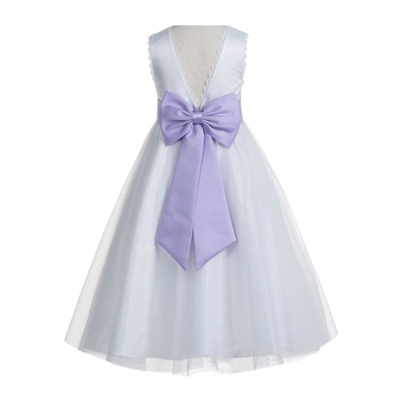 Ekidsbridal Ivory V-Back Lace Edge Formal Flower Girl Dress Pretty Princess Gown for Toddlers Photoshoot Birthday Party 183T 12