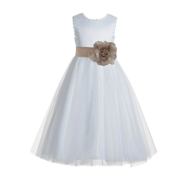 Ekidsbridal Ivory V-Back Lace Edge Formal Flower Girl Dress Pretty Princess Gown for Toddlers Photoshoot Birthday Party 183T 12