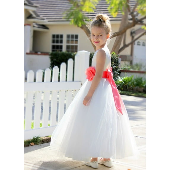 Ekidsbridal Ivory V-Back Lace Edge Formal Flower Girl Dress Pretty Princess Gown for Toddlers Photoshoot Birthday Party 183T 6
