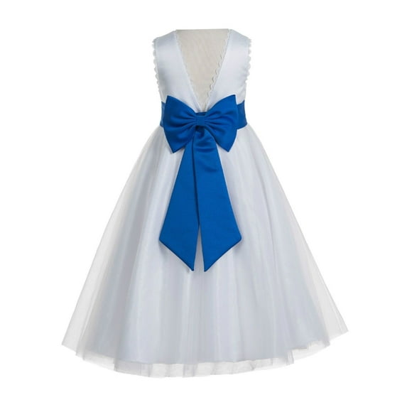 Ekidsbridal Ivory V-Back Lace Edge Formal Flower Girl Dress Pretty Princess Gown for Toddlers Photoshoot Birthday Party 183T 8