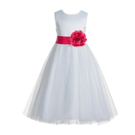 Ekidsbridal Ivory V-Back Lace Edge Junior Flower Girl Dress Wedding Tulle Junior Pageant Gown for Toddlers 183T 4