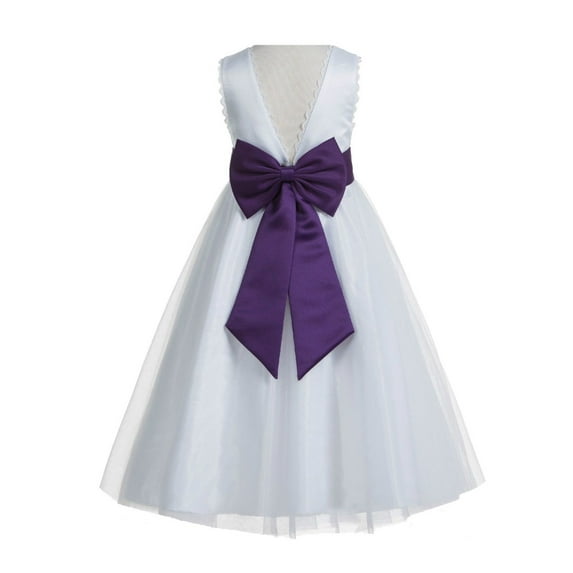 Ekidsbridal Ivory V-Back Lace Edge Junior Flower Girl Dress Wedding Tulle Junior Pageant Gown for Toddlers 183T 4