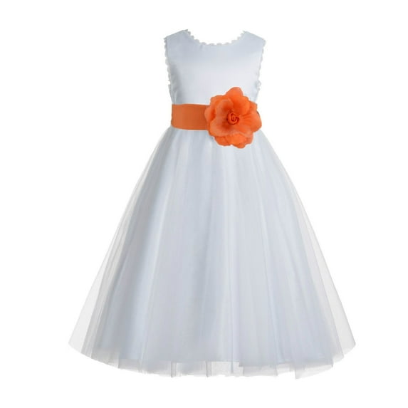 Ekidsbridal Ivory V-Back Lace Edge Junior Flower Girl Dress Wedding Tulle Junior Pageant Gown for Toddlers 183T 8