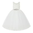 thumbnail image 1 of Ekidsbridal Ivory V-Back Lace Tutu Junior Pageant Gown Father Daughter Dance Recital Flower Girl Dresses 212R3 4, 1 of 3