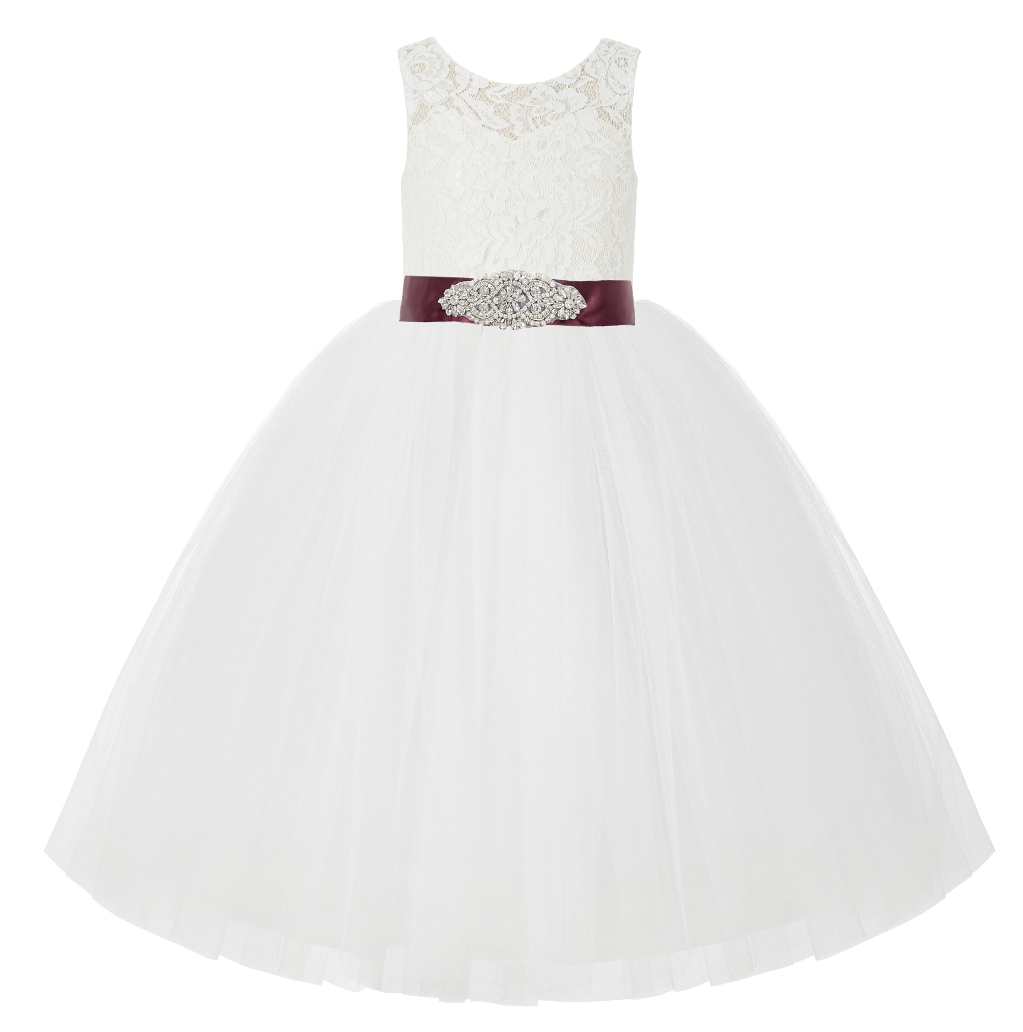 Ekidsbridal Ivory V-Back Lace Tutu Junior Pageant Gown Father Daughter ...