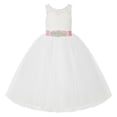 thumbnail image 1 of Ekidsbridal Ivory V-Back Lace Tutu Junior Pageant Gown Father Daughter Dance Recital Flower Girl Dresses 212R3 7, 1 of 3