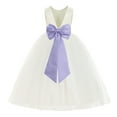 thumbnail image 1 of Ekidsbridal Ivory V-Back Satin Flower Girl Dresses with Pretty Colored Sash for Toddlers Formal Photoshoot Birthday Party Gown 219T 10, 1 of 3