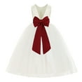 thumbnail image 1 of Ekidsbridal Ivory V-Back Satin Flower Girl Dresses with Pretty Colored Sash for Toddlers Formal Photoshoot Birthday Party Gown 219T 2, 1 of 3