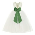 thumbnail image 1 of Ekidsbridal Ivory V-Back Satin Flower Girl Dresses with Pretty Colored Sash for Toddlers Formal Photoshoot Birthday Party Gown 219T 2, 1 of 2
