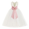 thumbnail image 1 of Ekidsbridal Ivory V-Back Satin Flower Girl Dresses for Wedding Toddlers Communion Baptism Christening 219T 4, 1 of 2
