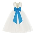 thumbnail image 1 of Ekidsbridal Ivory V-Back Satin Flower Girl Dresses for Wedding Toddlers Communion Baptism Christening 219T 4, 1 of 3